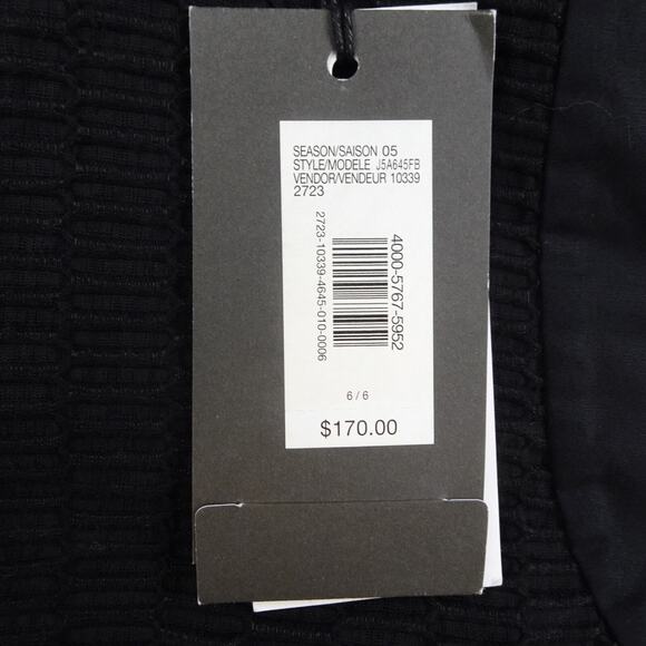 Armani Exchange Dress Womens 6 Ribbed Textured Breezy Summer Swing Black Cotton - Picture 6 of 12